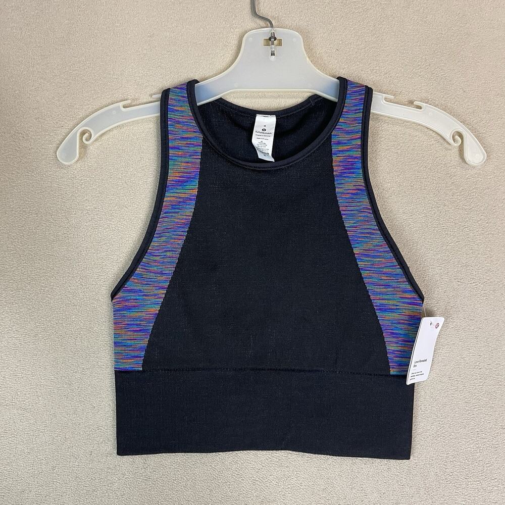 Lululemon Sports Bra Womens 4 Black Love Revealed Sleeveless Athletic Stretch‎